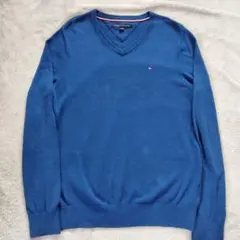 TOMMY HILFIGER 青 Vネックセーター M