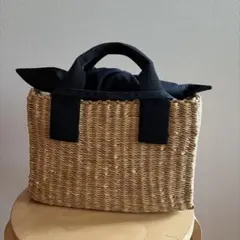 【美品】LIBREVIE リーブルヴィー かごバッグ リネンストール・本革仕様 美品】LIBREVIE リーブルヴィー かごバッグ リネンストール・本革仕様