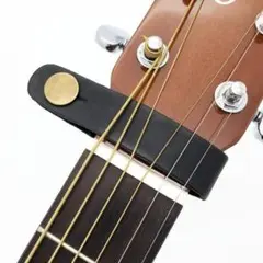 ギター　ネックストラップホルダー　レザー　ブラック