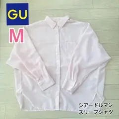 【GU】シアードルマンスリーブシャツ　長袖　ピンク　Mのサムネイル