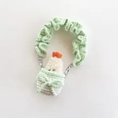 ミニチュアドール持ち運びフリルストラップ◎ミントグリーン◎おくるみケース