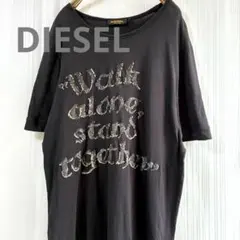 ディーゼル DIESEL BLACK GOLDスパンコール ロゴ Tシャツ 黒
