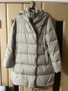 ナノユニバース　ベージュ フード付き ダウンジャケット