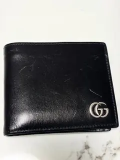 GUCCI 二つ折り財布 ブラック レザー