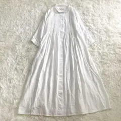 ナチュラルバイクリップ　ロングワンピース 　リネン混　Aライン