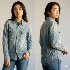 Wrangler デニムウエスタンシャツ M 90s 日本製 ヴィンテージ加工