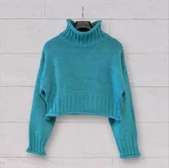 【お得品】【rps】ターコイズ ハイネック ショートニット　フリーサイズ
