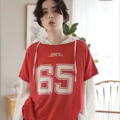 ニコアンド★今季新作★人気完売★ドロストアソートBIG Tシャツ★赤 Lのサムネイル