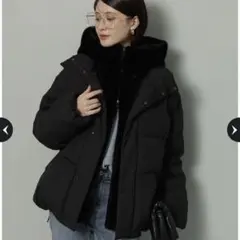 Arpege story ファーフード付きMINOTECH中綿コート 黒S