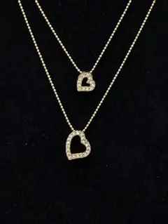 40.926【ネックレス】ハート　2連 ヴィンテージ　アンティーク