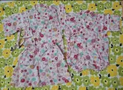 2着set 100 80 甚平 浴衣 蓮 ピンク キティ サンリオ used