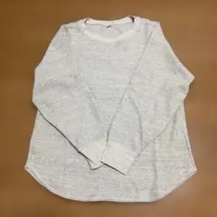 値下げ！【UNIQLO】ユニクロ ワッフル素材 長袖カットソー ライトグレー M