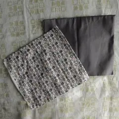 綿　柄＆無地　２枚セット　グレー