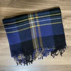 カシミヤ&羊毛 チェック柄ストール