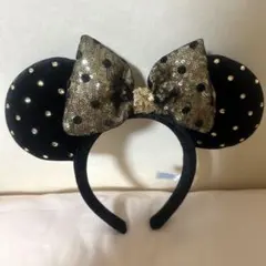 ディズニー ミニー カチューシャ ベロア ドット ゴールド