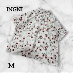 INGNI イング 花柄 シャーリング 半袖 シャツ ブラウス トップス M