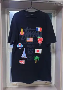 世界都市プリント　ストリート　両面プリントＴシャツ　Ｌ　黒