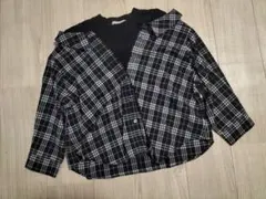 黒チェックトップス