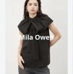 Mila Owen ミラオーウェン　ビッグボウタイブラウス 半袖 ブラック0 黒のサムネイル