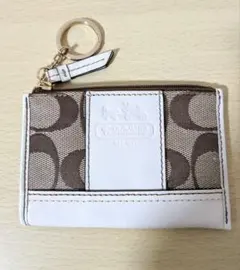 COACH コインケース ベージュ キーリング付き