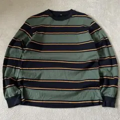 uniqlo ロンt 太ボーダー　00s fashion　短丈　cboy y2k