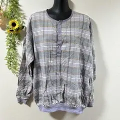 【c2701】☘️トップス　シャツ　メンズ　カジュアル　長袖　パープル　グレー