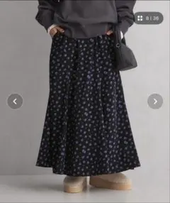 グリーンレーベルリラクシング ＜at ease＞ 花柄 スカート（purple）