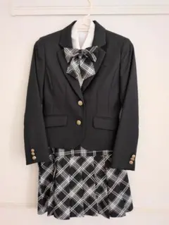 女児用フォーマルスーツ150cm 黒 チェック柄
