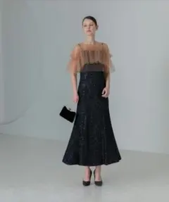 美品✨LEJA チュールフリルボレロペイントマーメイドドレスワンピース2点セット