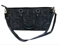【美品】MARY QUANT 2WAYショルダーバッグ 黒総柄 ロゴ 黒