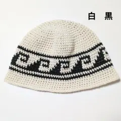 クラッシャーハット バケットハット 帽子 グランジ 古着 クロシェハット 波.