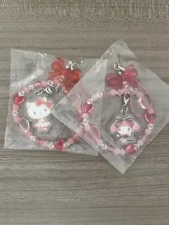 サンリオ　きらきらビーズチャーム　キティ　マイメロ