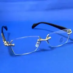 新品 メガネ クリア サングラス Y2K　リムレスサングラス シルバー