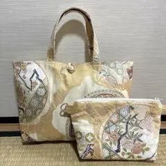 名古屋帯 トートバッグ ポーチ ハンドメイド リメイク