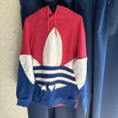 アディダス フード付きパーカー 赤/青