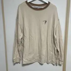 SaucyDoge 刺繍 ベージュ 長袖カットソー