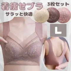 シームレスブラ ノンワイヤー Ｌ 3枚セット 美胸 着痩せ 小さく見せる 快適