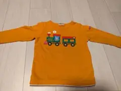 ミキハウス　オレンジ 列車刺繍 長袖Tシャツ 90cm
