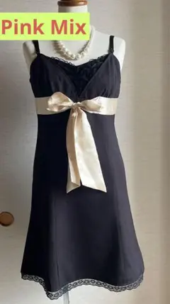 レディース結婚式 パーティー　Pink Mix  夏服ブラックおしゃれワンピース