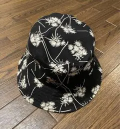 花柄 バケットハット 黒
