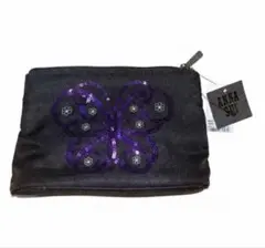 【新品✨】ANNA SUI ポーチ＆ミニミラー セット バタフライ 蝶 刺繍 黒