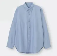 ジーユー GU スリットロングシャツMブルー