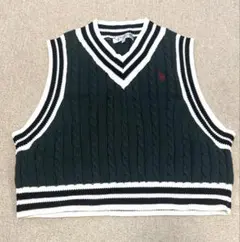 U.S. POLO ASSN. ダークグリーン Vネックニットベスト　WEGOのサムネイル