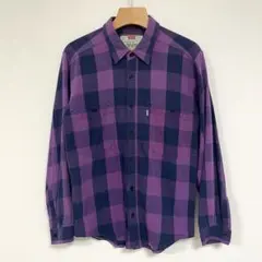 90s リーバイス フランネルシャツ パープル バッファローチェック リサイズ