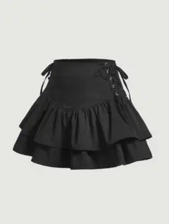 SHEIN MOD レースアップサイド フリル裾 スカート