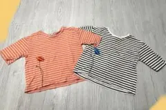 【ラグマート】110cm 五分袖 Tシャツ 2枚セット ボーダー　花