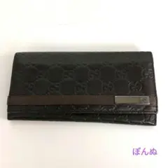 GUCCI グッチ シマレザー 長財布 GG柄 ブラック 二つ折り
