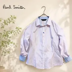 【美品】Paul Smith レギュラーカラーストライプ シャツ 黒リボン付きのサムネイル