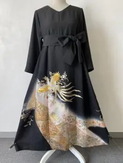 留袖　ワンピース　ドレス　フレアー袖　手書き友禅染　正絹　319　夢ちりめん 2025年最新】留袖 リメイク ワンピースの人気アイテム