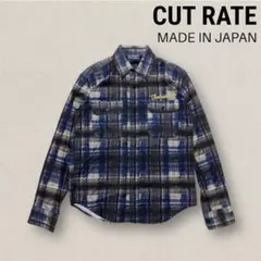 美品 CUTRATE 転写プリントチェックシャツ M 薄手 日本製 カットレイトのサムネイル